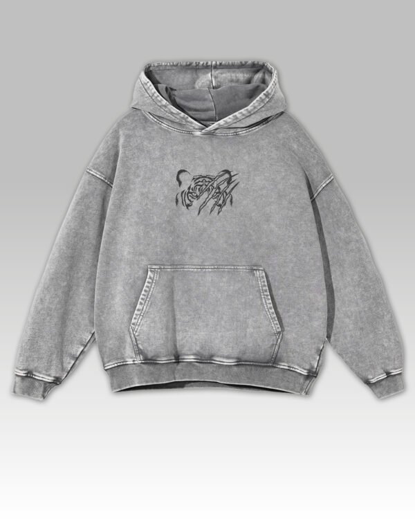 Bluza oversize z kapturem <br>Hafowany Tygrys <br>Efekt sprania